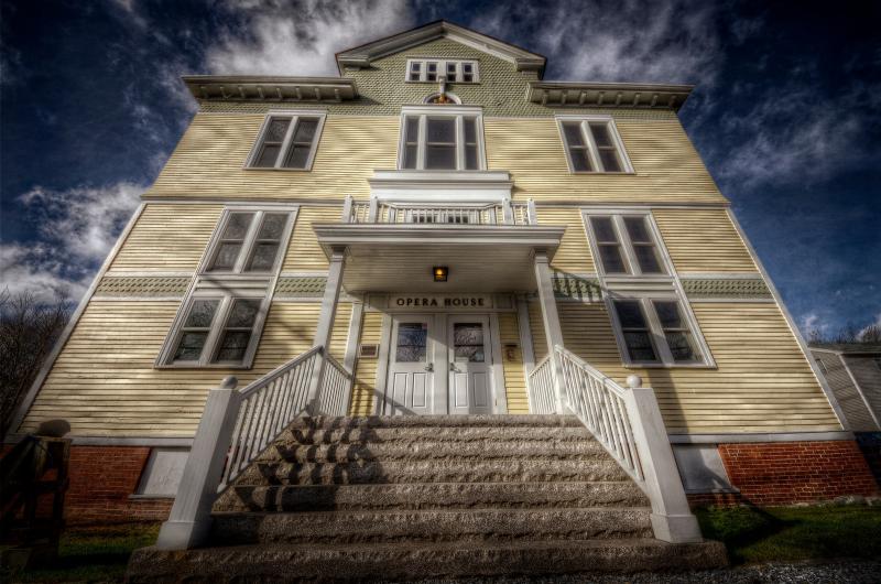 The Opera House at Boothbay Harbor as it appears in the 2014 Haunted New England Calendar published by Tide-Mark Press, and photographed by Frank Grace.